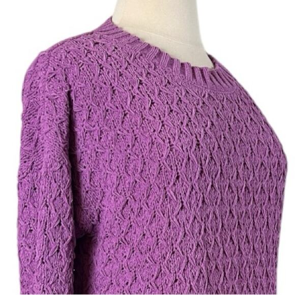 Seven7 Sweater Chenille Knit Crew Neck Wild Orchid Purple Women’s Size Large - Picture 5 of 9
